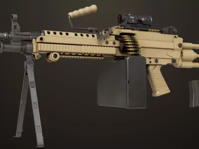 Machine Gun 16 Sandal All PBR Unity UE Textures Low-poly 3D model