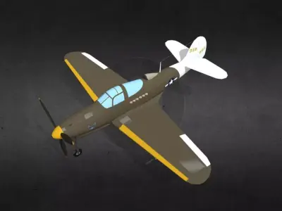 bell-p-39-airacobra fighter plane flying in sky Low-poly 3D model
