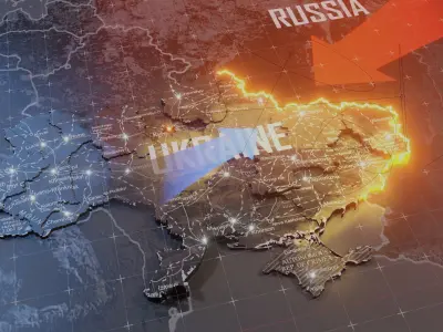 Ukraine detailed Map with Animated Low-poly 3D model