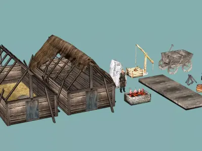Medieval Exclusive Village Tools Pack 3D Model Low-poly 3D model