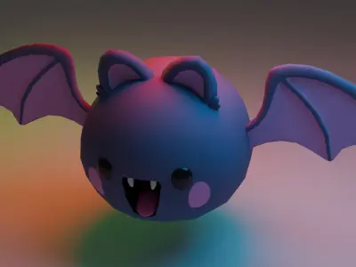 BAT Cartoon Maya Rigged Low-poly 3D model