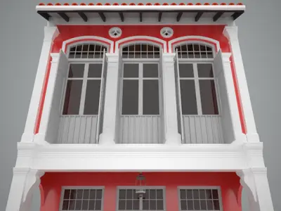 Shophouse Singapore Malaysia style 3D model