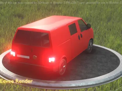 City Car 29 Commercial Transporter Type-C Red Low-poly 3D model