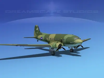 Douglas C-47 Dakota USAF V09 3D model