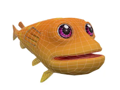 Northern Pike Fish Cartoon Animated Low-poly 3D model