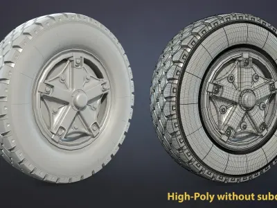 Truck Wheel 03 Kamaz-5320 Low-poly 3D model