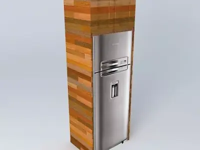 Closet Refrigerator wood Free 3D model