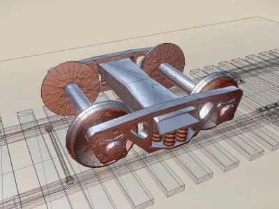 RailwayCarriage rusty wheeled vehicle Low-poly 3D model