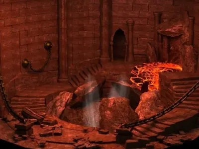 Cave entrance Cave underground hell Magmas Craters mountains 3D model