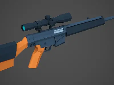 Stylized PSG-1 Sniper Low Poly Mobile Ready Low-poly 3D model