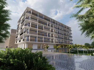 8-Storey Modern Commercial Building SKP Only Version 3D model