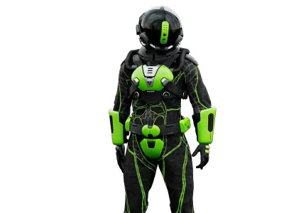 CYBER ASTRONAUT-C  Rigged for Unreal Engine - Unity - MIXAMO 3D model