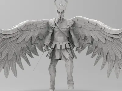 Angel warrior Full wings wide open 3D model