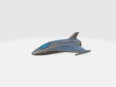 A sleek futuristic blue spacecraft 3D model