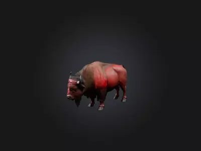 Realistic Bleeding Bison Model Low-poly 3D model