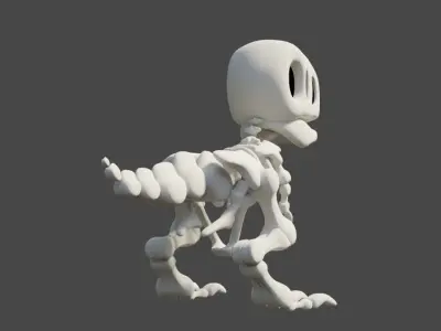 Cartoon T-Rex Skeleton Not-Rigged 3D model