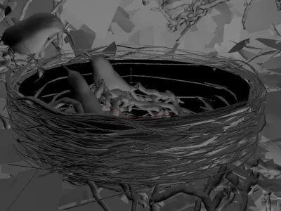 birds weth nest 3D model