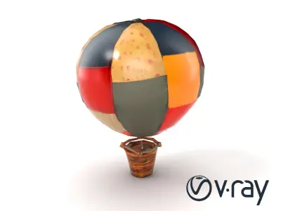 Retro Patchwork Balloon 3D model pack Low-poly 3D model