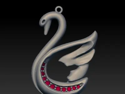 Swan Pendant Free 3D model