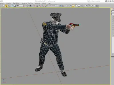 policeman gun in hand ready to shoot 3D model