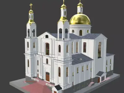 Mount Seraphim Cathedral Eastern Orthodox 3D Model Free 3D model