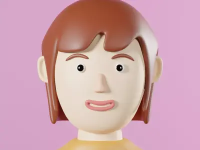 Cartoon Character Young Woman Rigged Low-poly 3D model