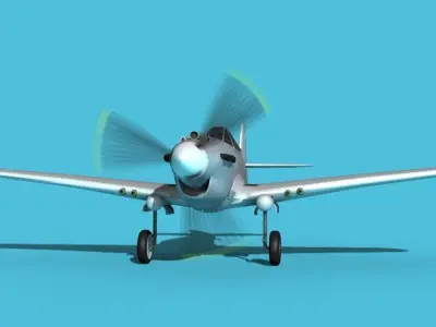 Curtiss P-40B Warhawk Bare Metal 3D model