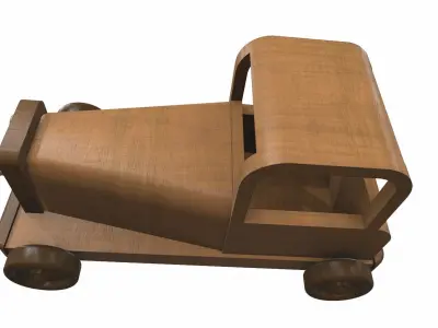 Wooden car toy retro 4 Free 3D model