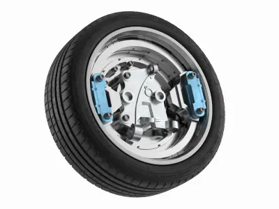 In-Hub Electric Motor Wheel System 3D model