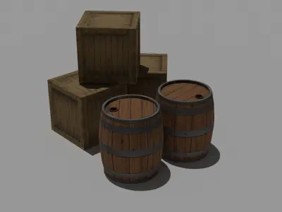 woody box Low-poly 3D model