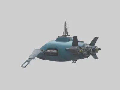 Robot version of a submarine model Low-poly 3D model