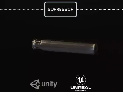 Supressor piece of metal Low-poly 3D model