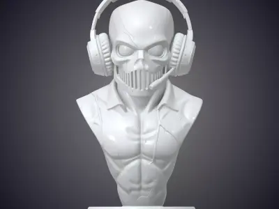 Tactical Gamer Skull Bust PM-716 3D print model