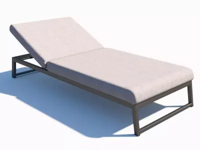 Outdoor Metal and Fabric Sunlounger Sunbed 3D model