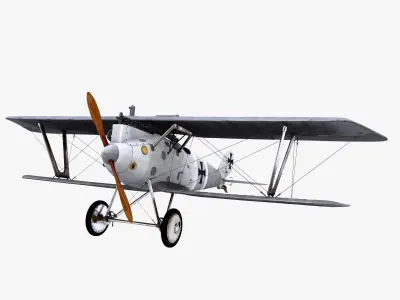 German Biplane Pfalz DIII WWI Plane Low-poly 3D model