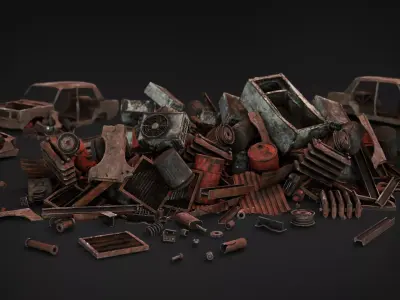 Rusty Industrial Scrap Debris Pack - 39 Assets PBR Game Ready Low-poly 3D model