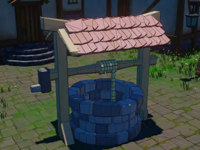 Medieval LowPoly Well Low-poly 3D model