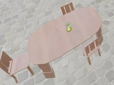 Outdoor scene in a street in Europe Low-poly 3D model