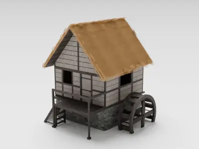 Medieval Mill Low-poly 3D model