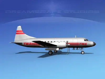 Convair CV-340 Trans World 3D model