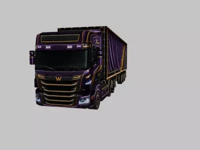 Cargo Semi Truck 3D Model 04 Low-poly 3D model