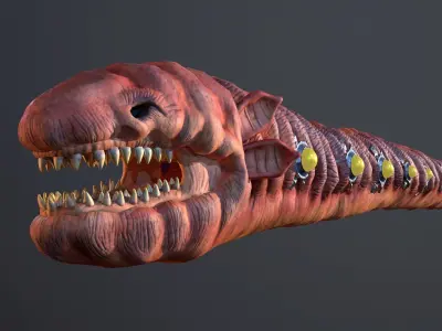 Sharkworm From Outer Space Low-poly 3D model