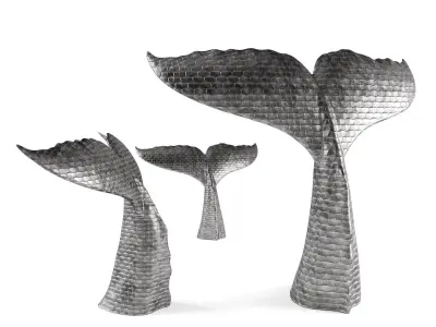 Whale tail sculpture Low-poly 3D model