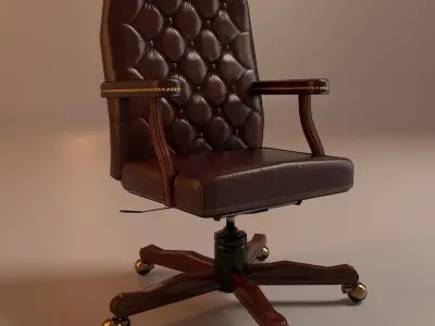 PBR Burgundy office chair Low-poly 3D model
