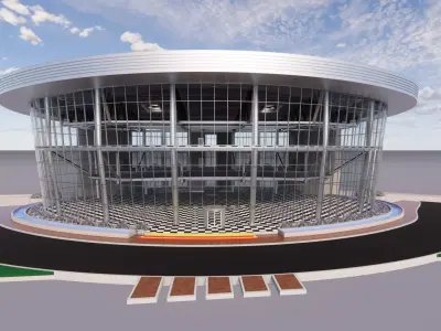 Oval Showroom steel structure in Revit 3D model