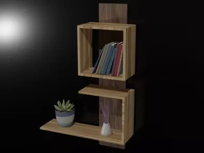 Modern shelves made in Blender Free 3D model