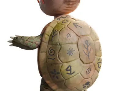 Turtle Teacher in Tucks Green Heart Low-poly 3D model