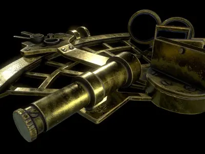 Antique Sextant Instrument Low-poly 3D model
