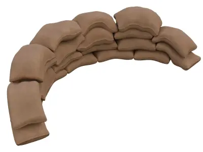 Sand Bag Wall Low-poly 3D model