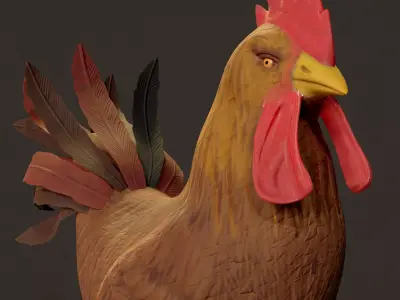 Cockerel Game ready 3D model Low-poly 3D model